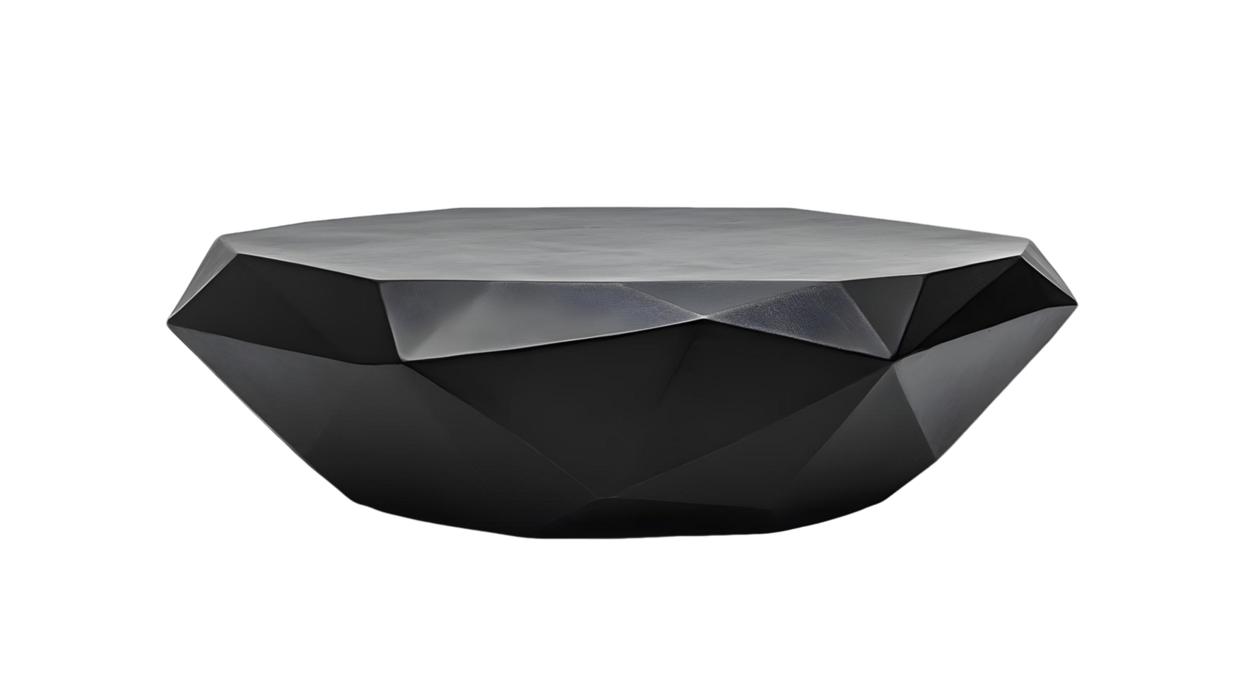 3D black geometric low table with a bold angular structure png