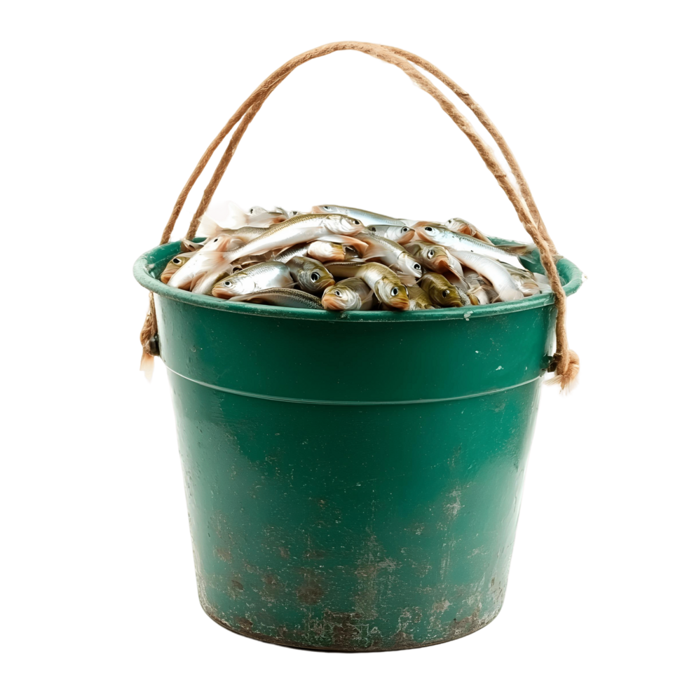 Compact 3D fishing bucket with a secure sealing lid png