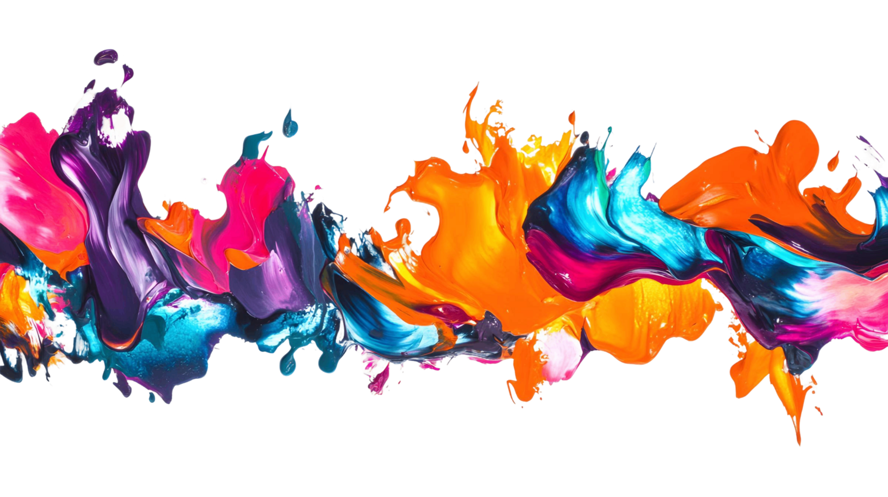 Vibrant abstract art with colorful paint drips creating a flowing masterpiece png