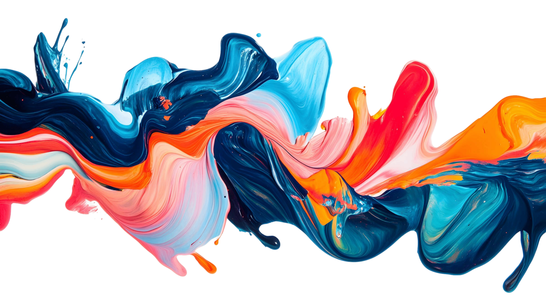 Energetic and colorful paint drips creating a fluid art piece png