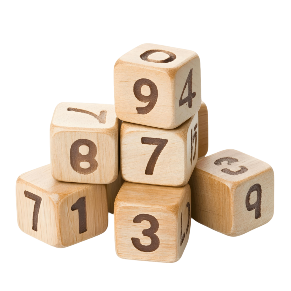 Colorful educational number cubes featuring digits 1 10 png