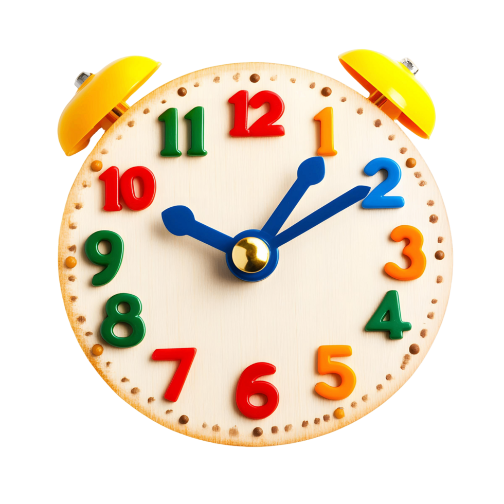 Toy learning clock with movable hands for teaching time concepts png
