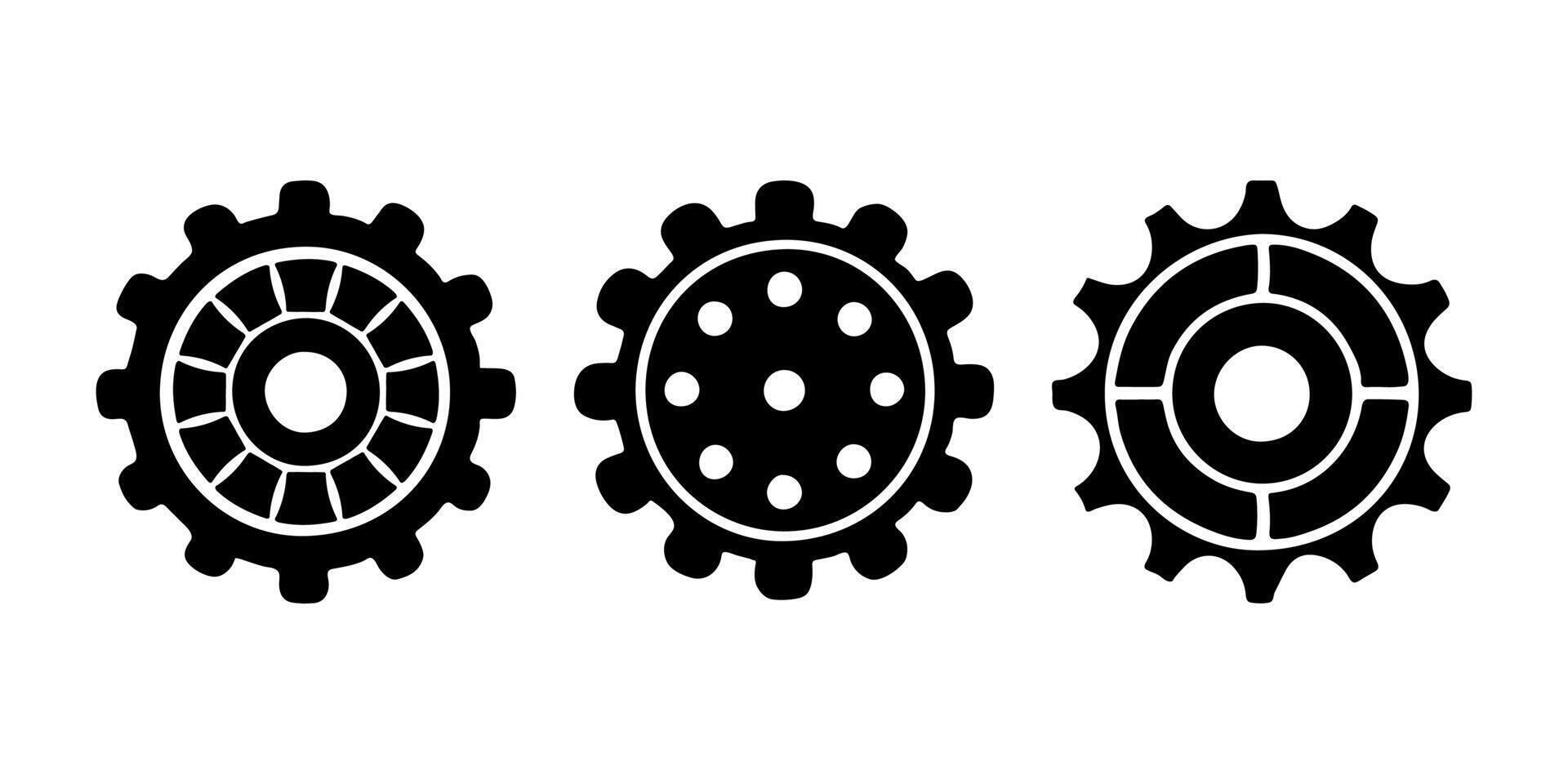 Gear wheel icon set isolated on white background. vector