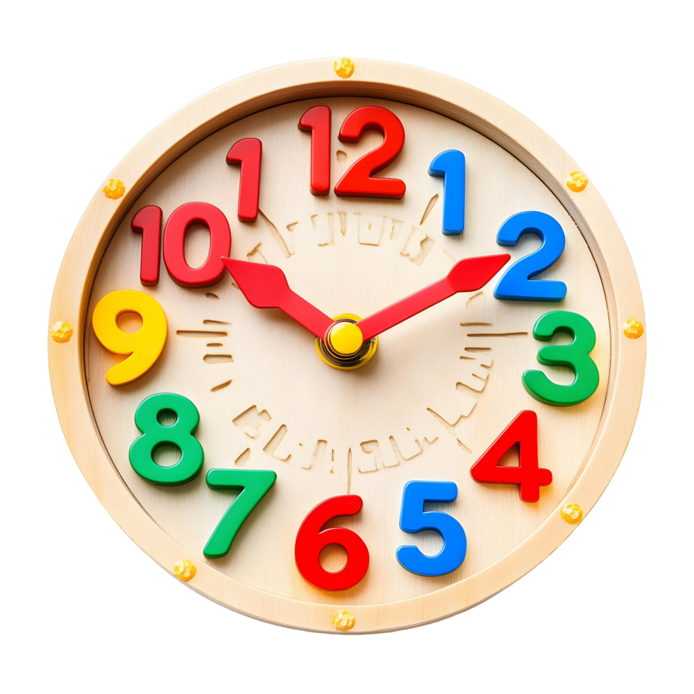 Fun learning clock toy with movable hands to practice telling time png