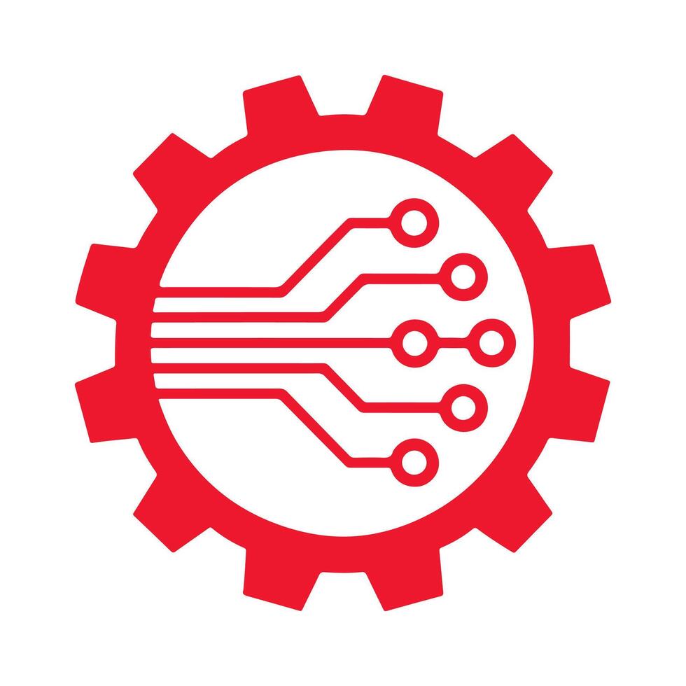 Gear with circuit board design. vector