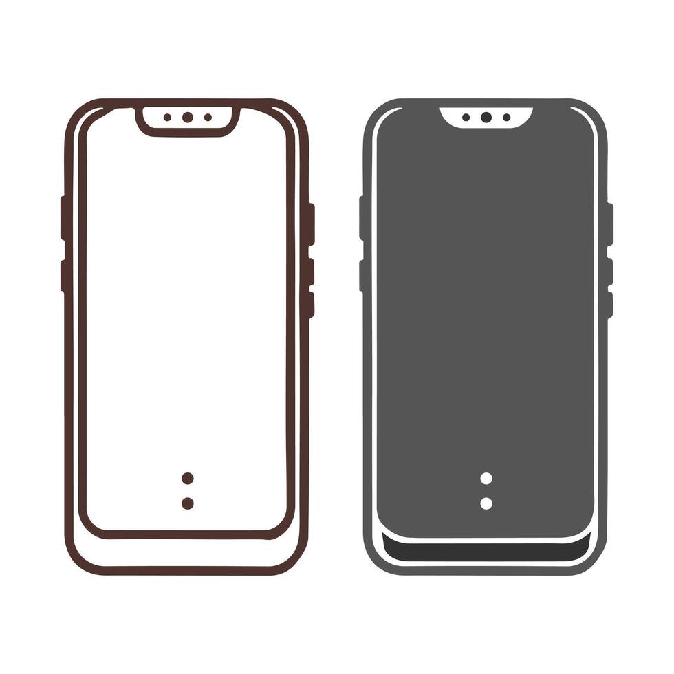 Two cell phones with different designs on a white background vector