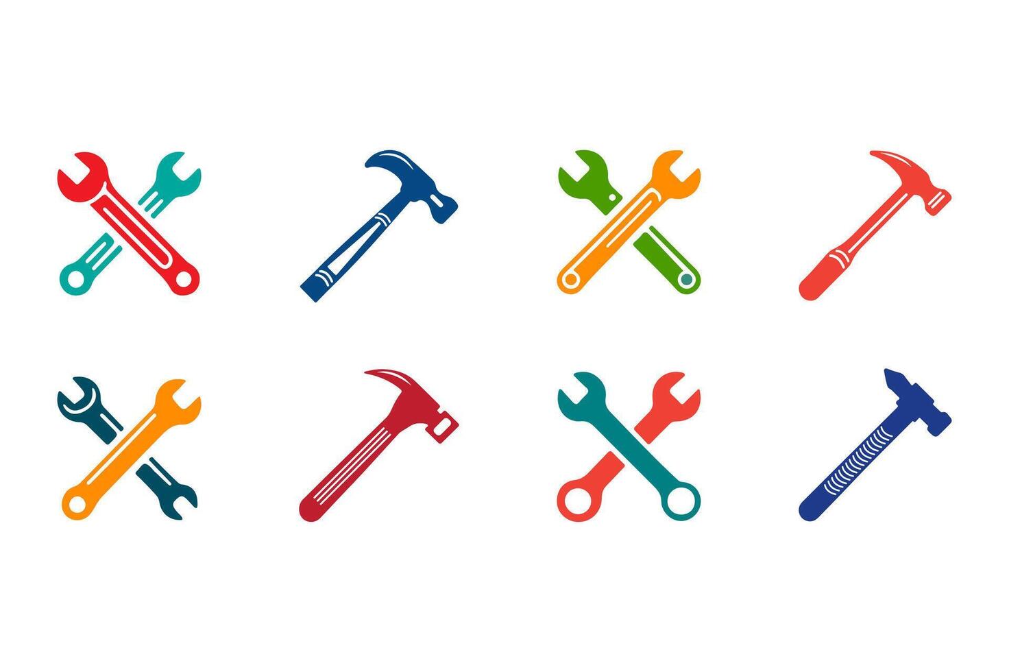 Silhouette icons of common hand tools. vector