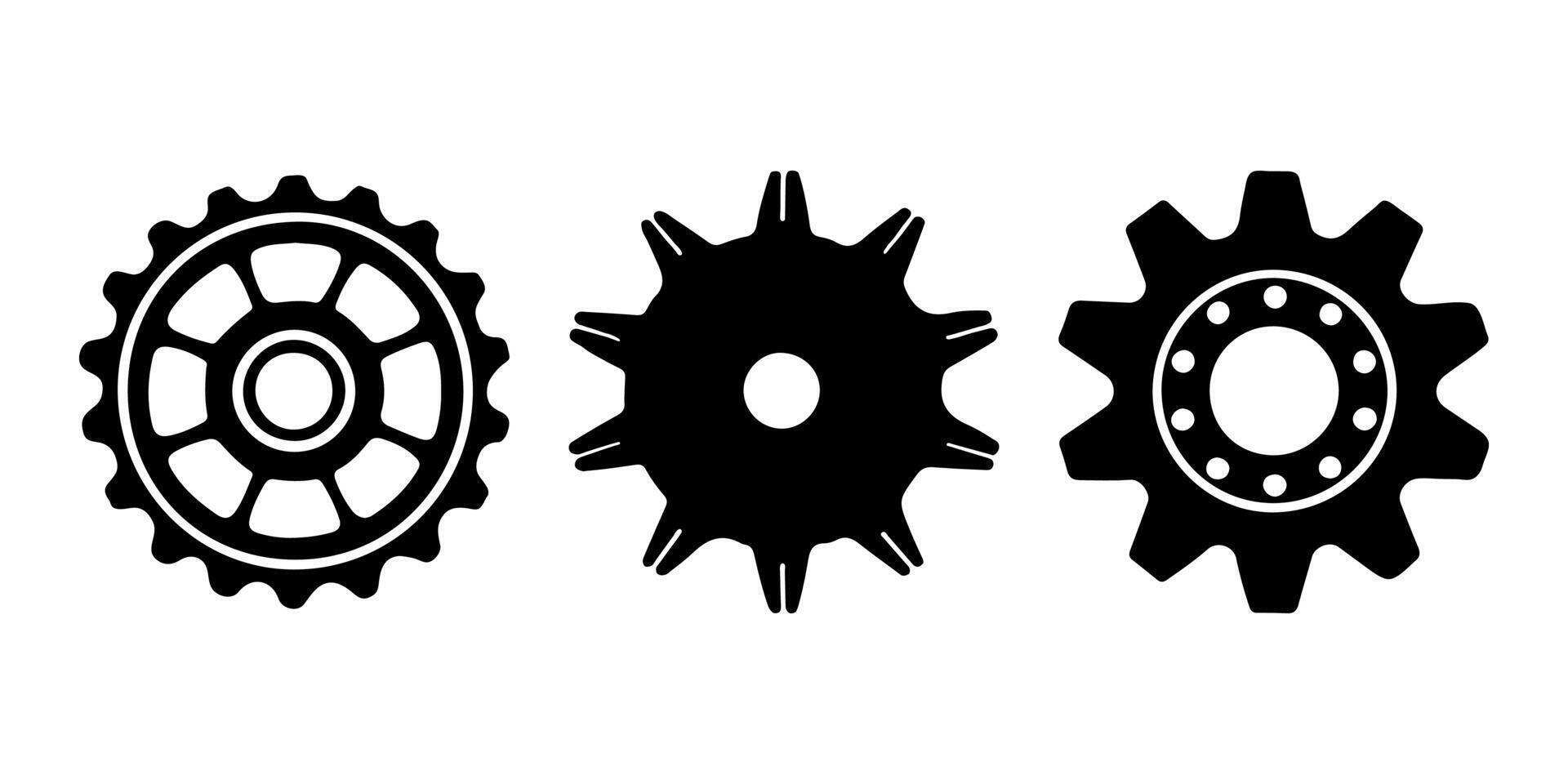 Gear wheel icon set on white background. vector
