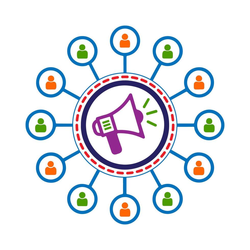 Colored marketing and communication network icon design. vector