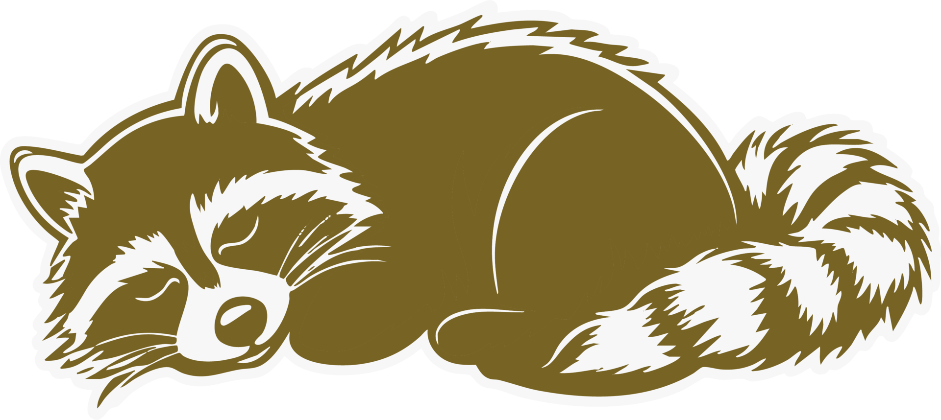 Adorable illustration of a sleeping raccoon perfect for stickers decals or apparel designs Its peaceful pose and brown tones create a calming mood png