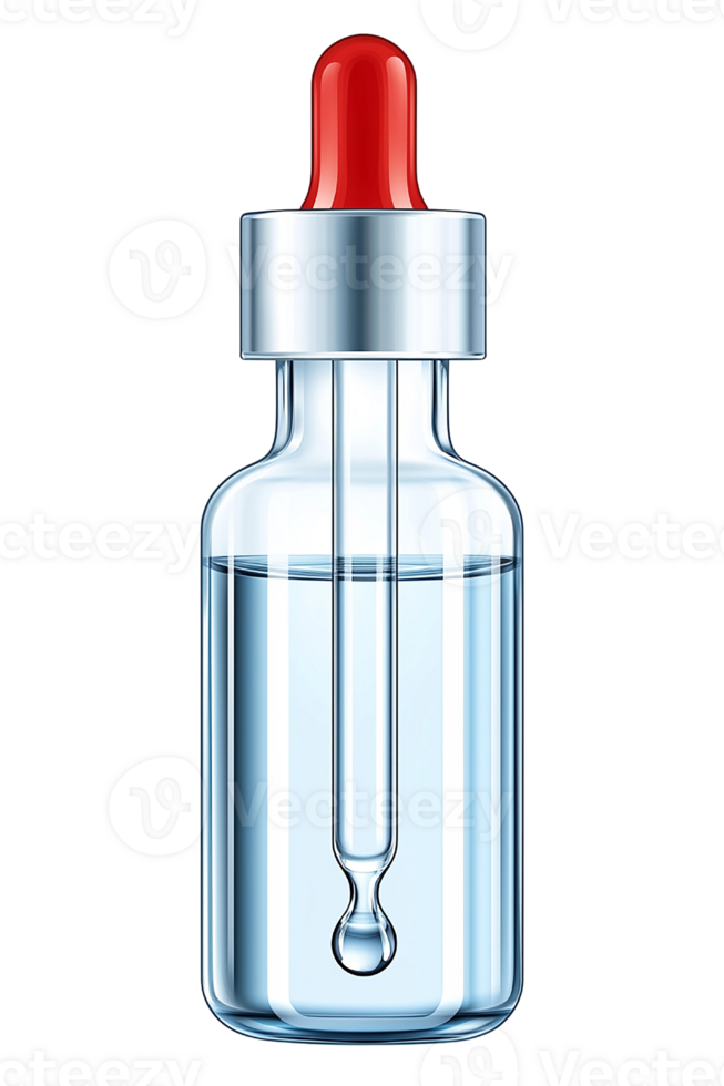 Clear dropper bottle for essential oils or liquids. png