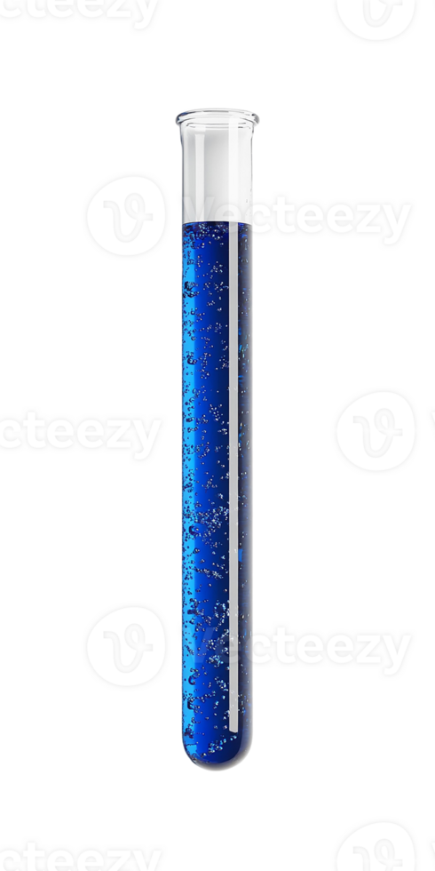 Bright blue liquid in a test tube showcasing science experiments. png