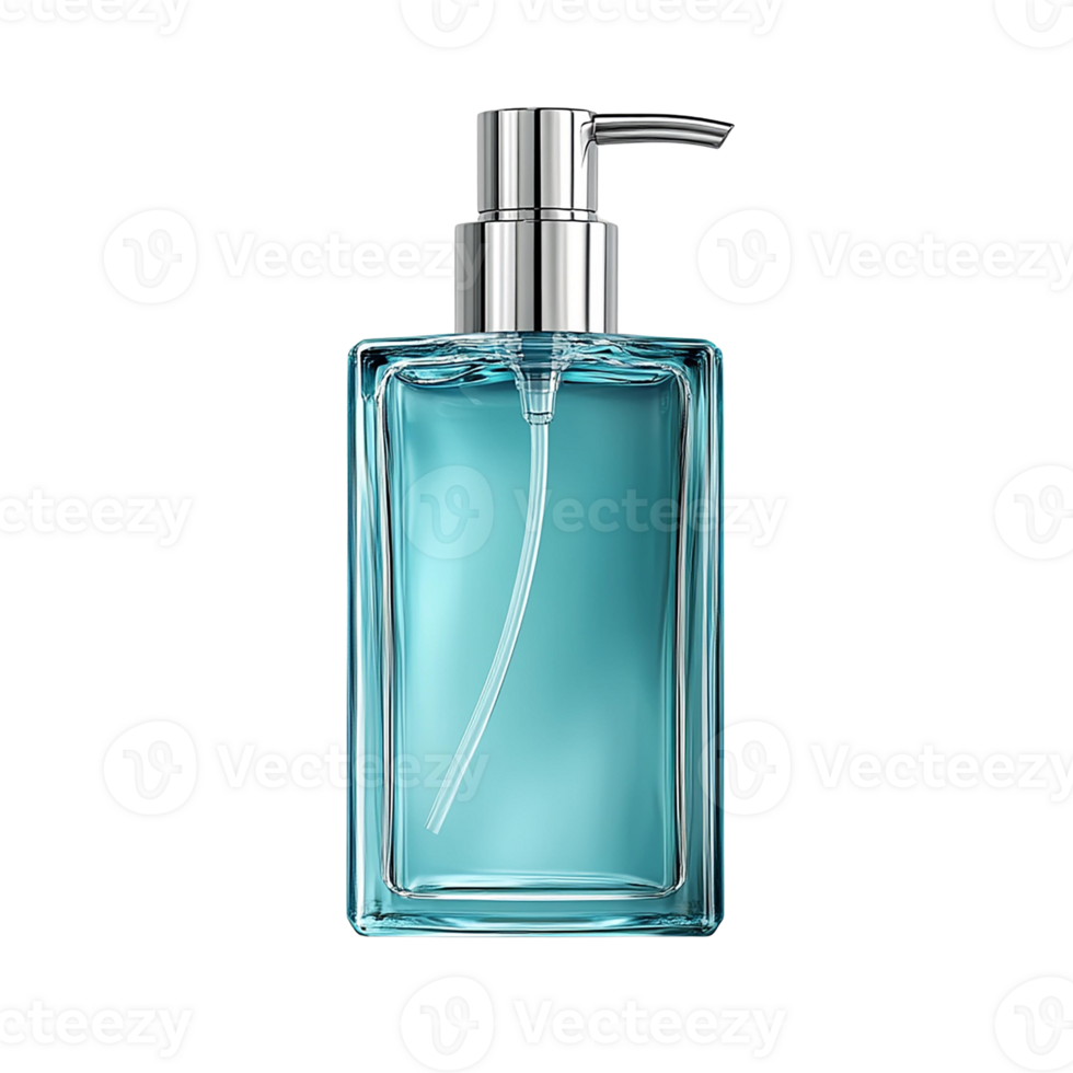 Elegant liquid soap dispenser in a stylish blue design. png