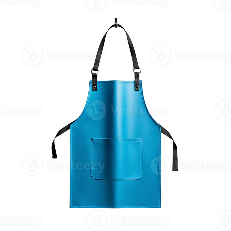 Vibrant blue apron with pocket, perfect for cooking or crafting. png