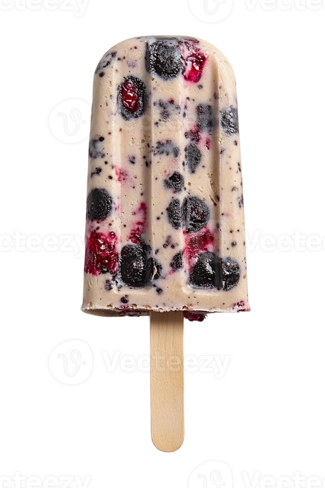 Delicious berry-flavored ice cream popsicle on a stick. png
