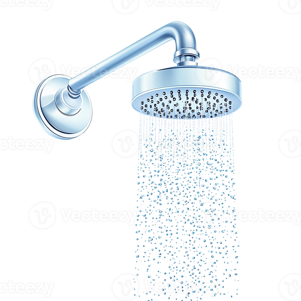 Stylish showerhead with water streaming for a refreshing bath. png