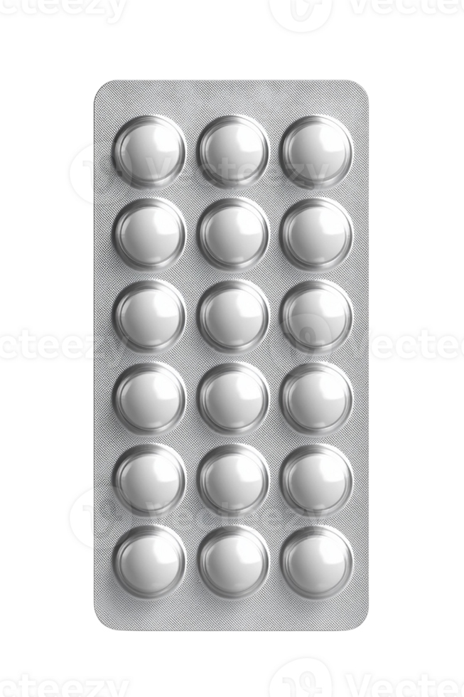 A pack of tablets ready for medical use and daily health. png