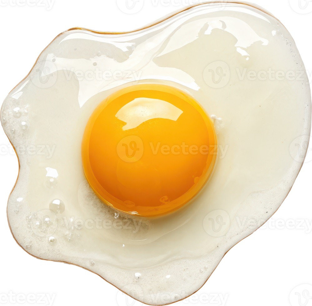 Closeup of Sunny Side Up Fried Egg in Rustic Skillet with Glowing Yolk and Crisp Egg White png