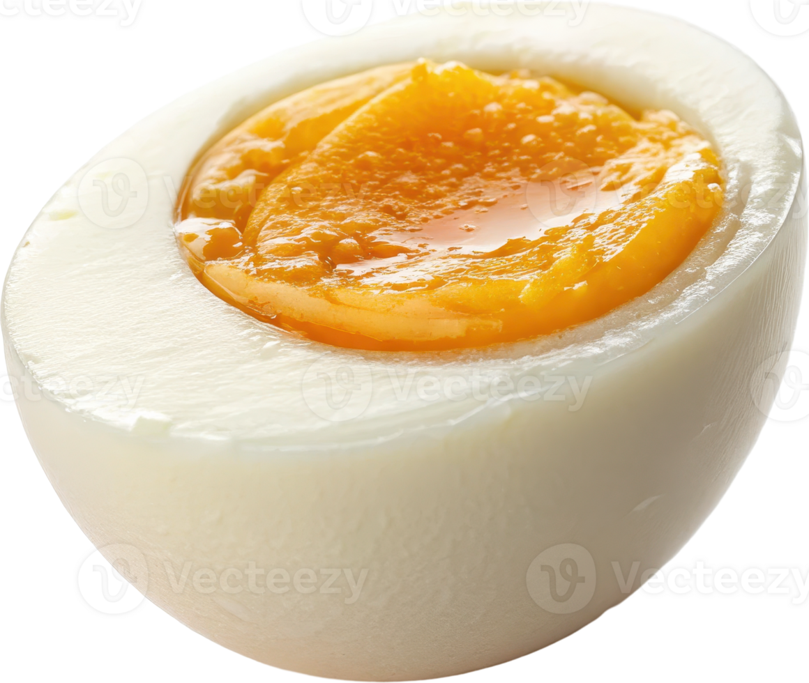 Delicious Hard Boiled Egg on White Plate with Soft Yolk png