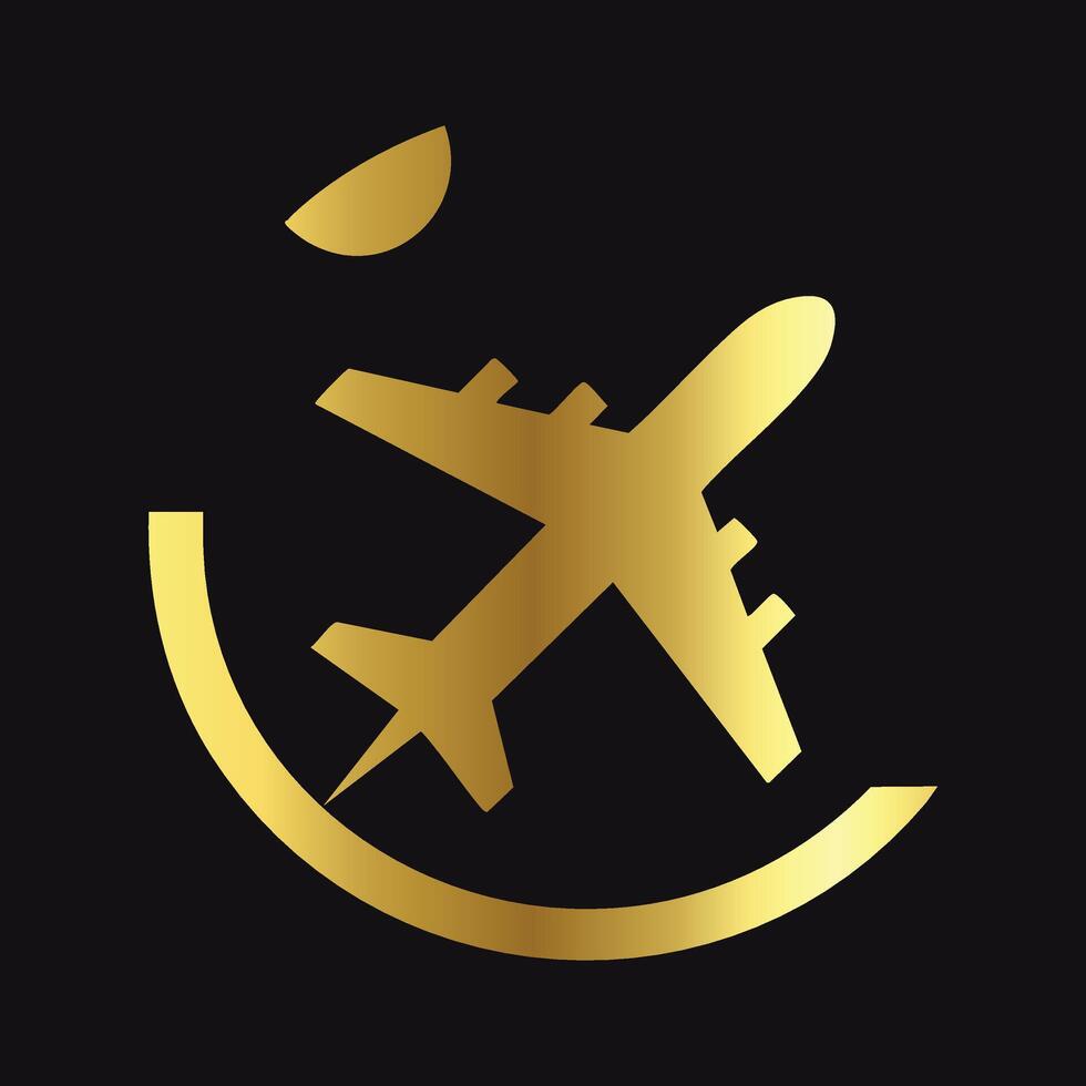 Jet Silhouette in Gold for Premium Travel Concepts vector