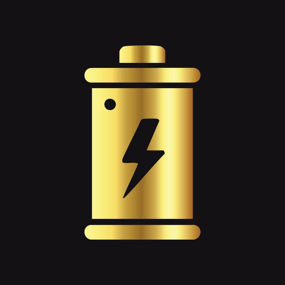 Elegant Gold Battery Icon for Digital Energy Designs vector