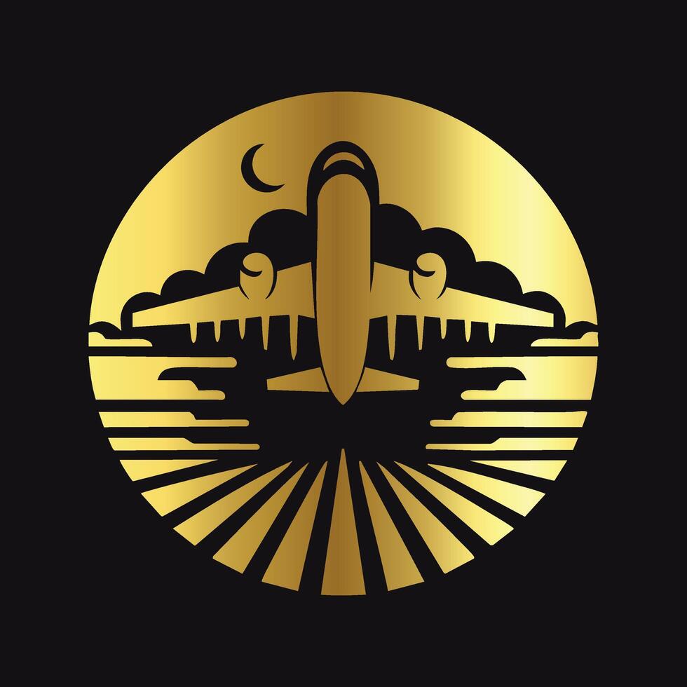Minimal Gold Aircraft Icon for Modern Transportation Projects vector
