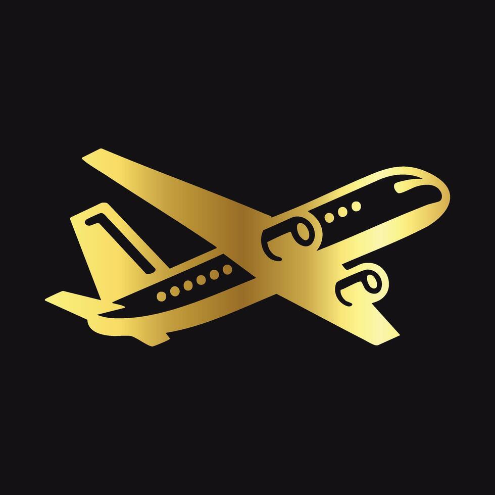 PrinGolden Silhouette Airplane Icon for Luxury Travel vector