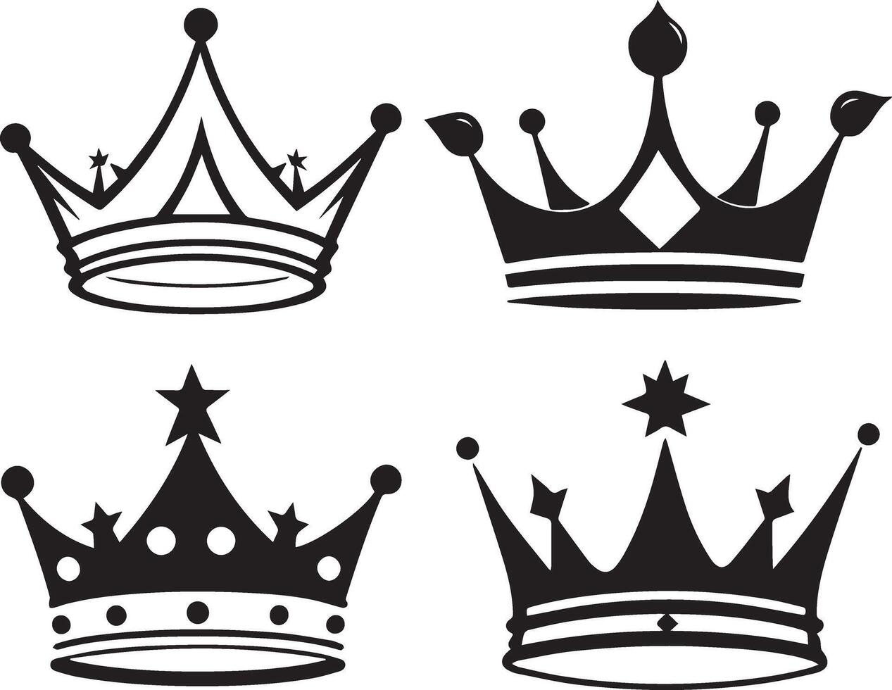 Crown Silhouette Art set, Emblem of Authority and Nobility vector