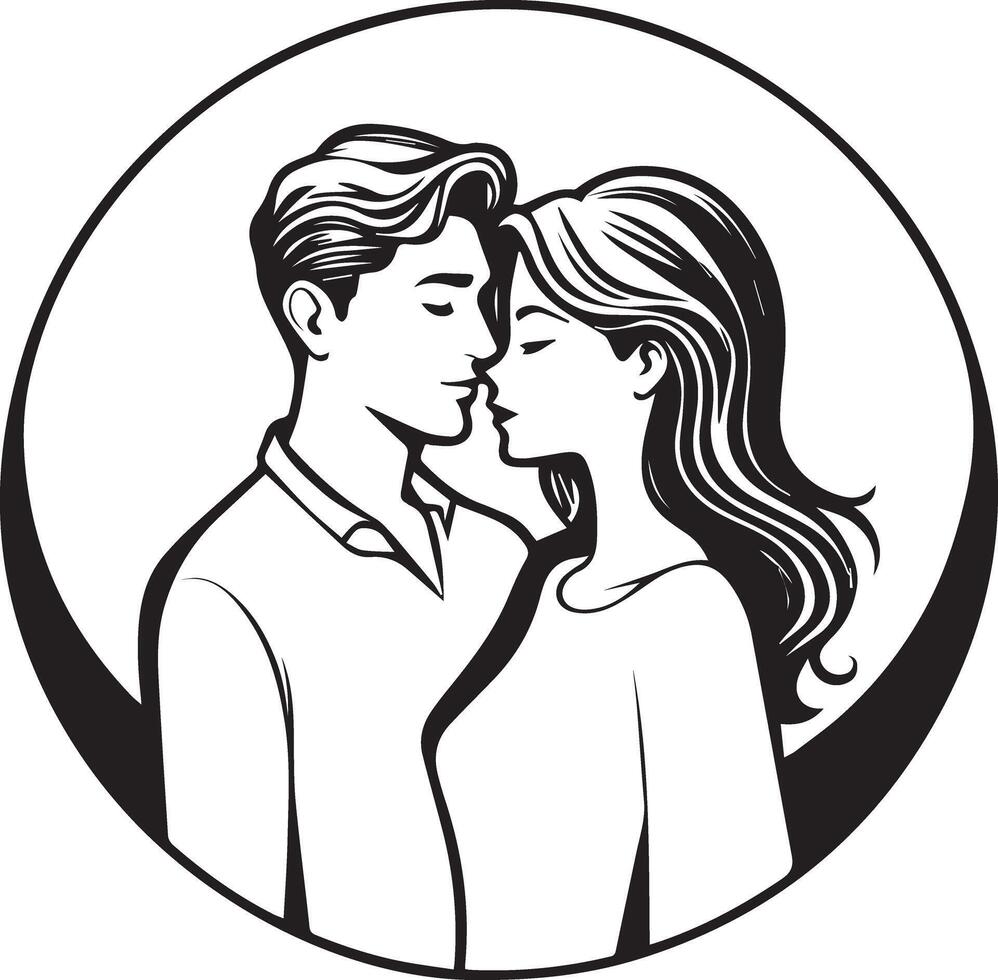 Love in Shadows, Beautiful Couple Cameo Silhouette Art vector