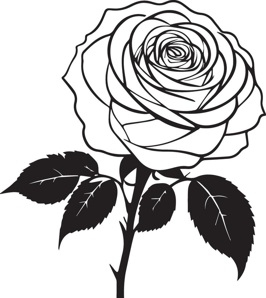 Minimalist red rose flower silhouette illustration vector