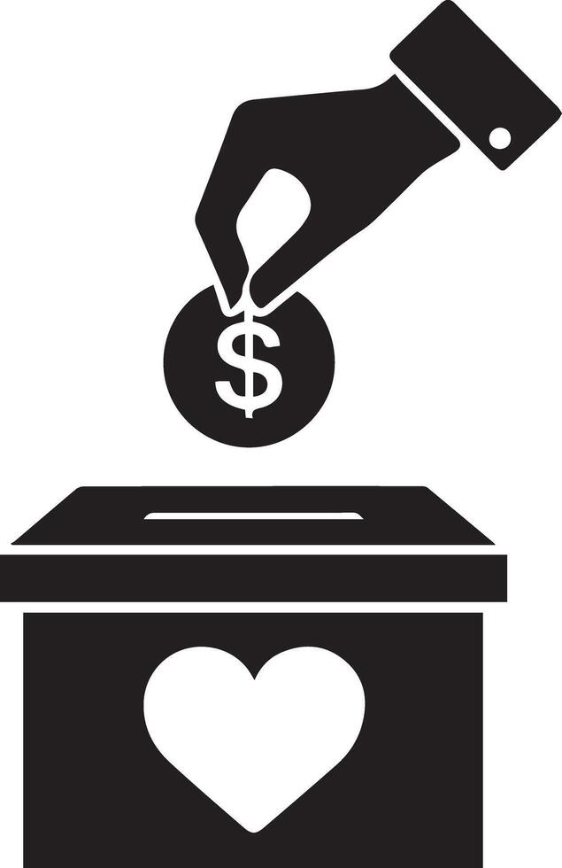 Donation logo with hands, box and heart sign vector