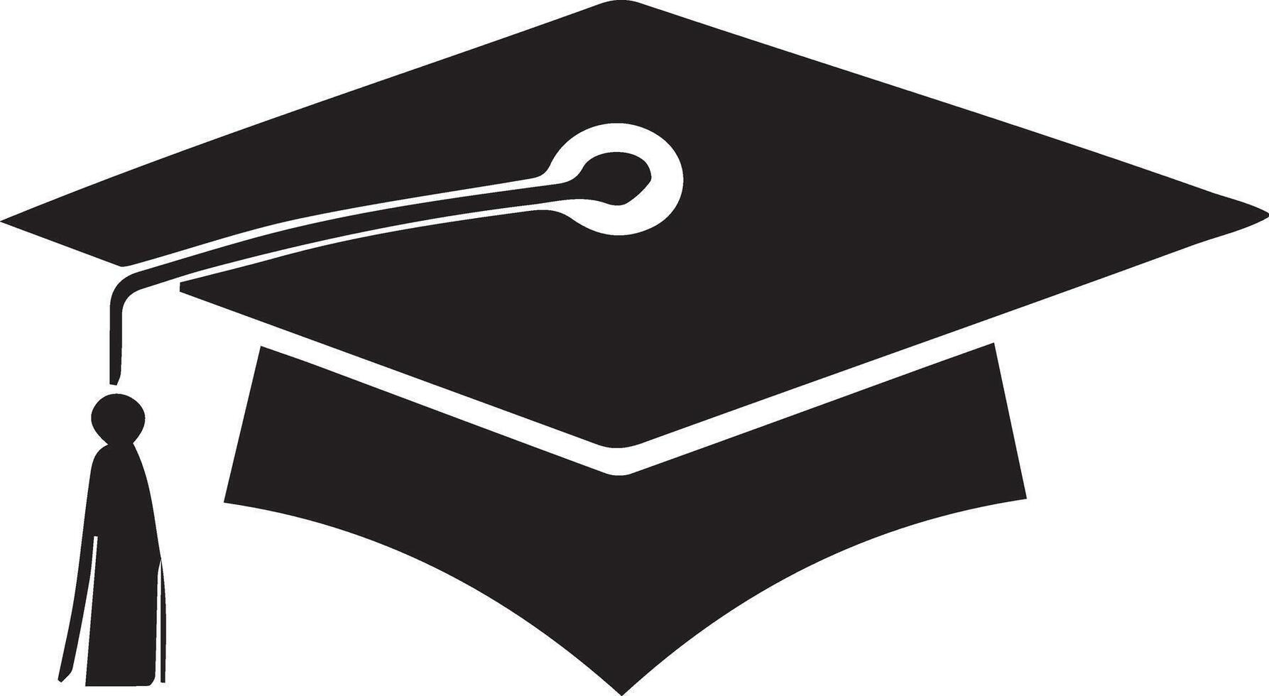 Unique graduation cap silhouette, education logo silhouette illustration vector
