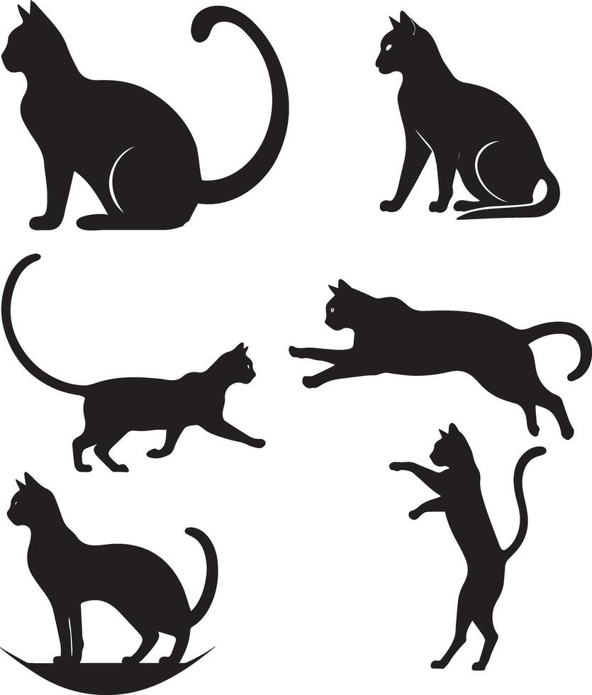 A set of cat silhouette illustration vector