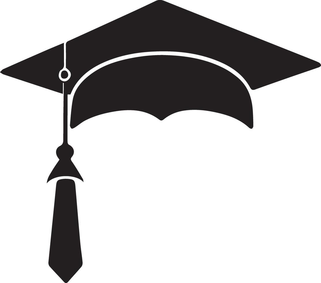 Graduation cap silhouette illustration, education flat icon. vector