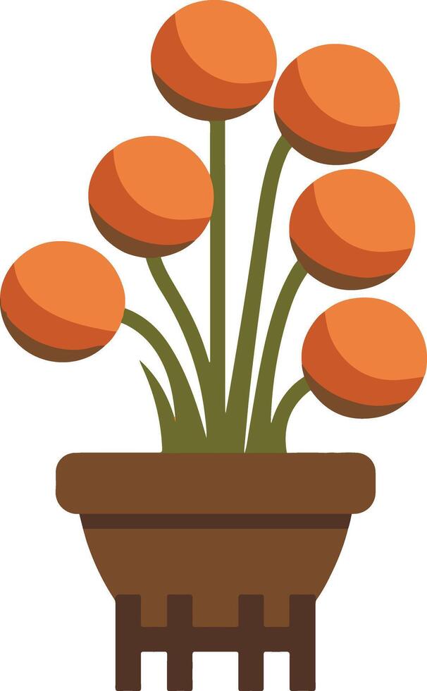 a unique a flower plant with flower pot , silhouette illustration vector