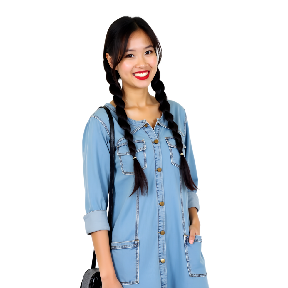 Chic and Modern Denim Shirt Dress Ideal for Casual and Streetwear Style png