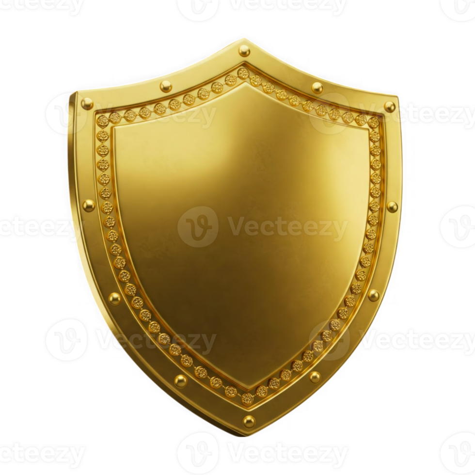 Golden Shield with Decorative Border and Rivets png