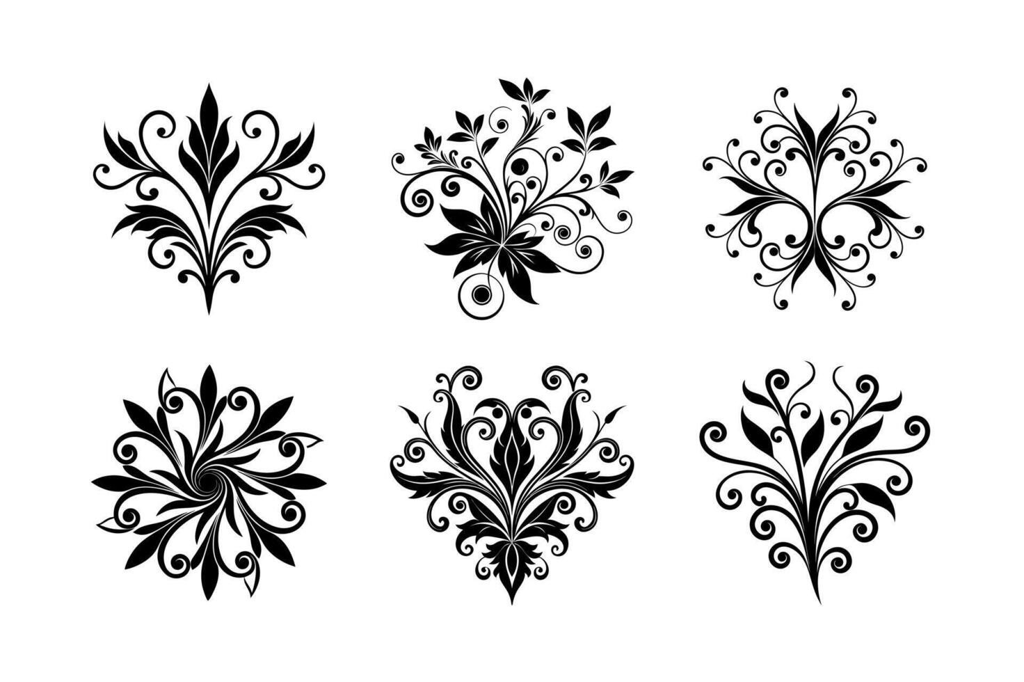 Stylish Vintage Flourish Ornament Vectors Set