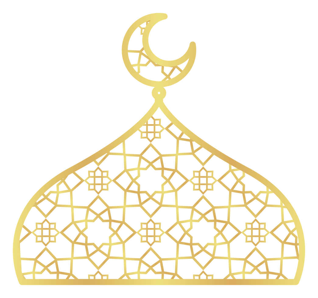 The Big Red Mosque Domes with Crescent Moons with Gold Gradient Islamic Pattern png