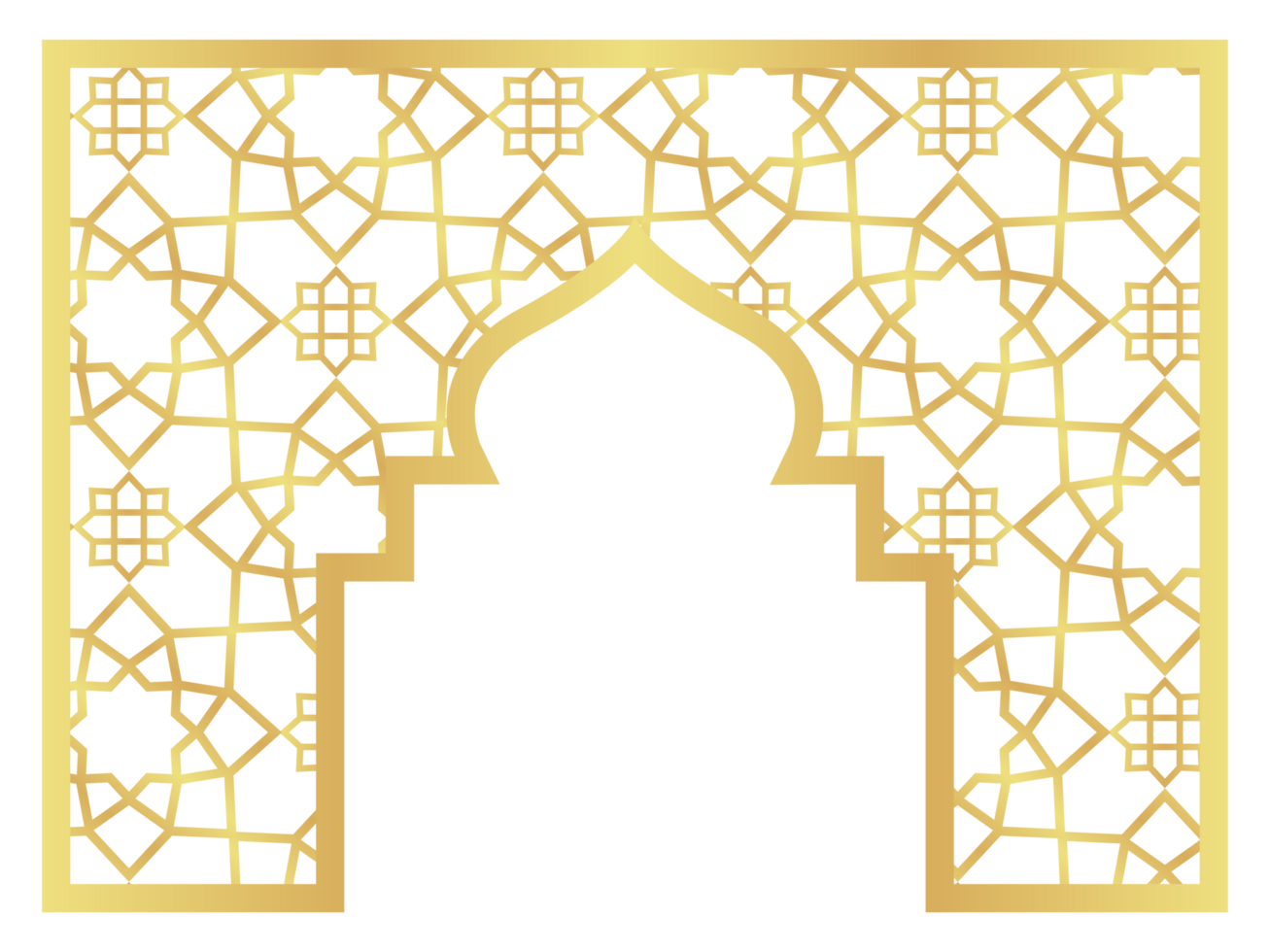 The Dome with Double Rectangle Gold Gradient with Islamic Pattern Oriental Style Islamic Frame Arches with Modern Boho Mosque Dome for Header png