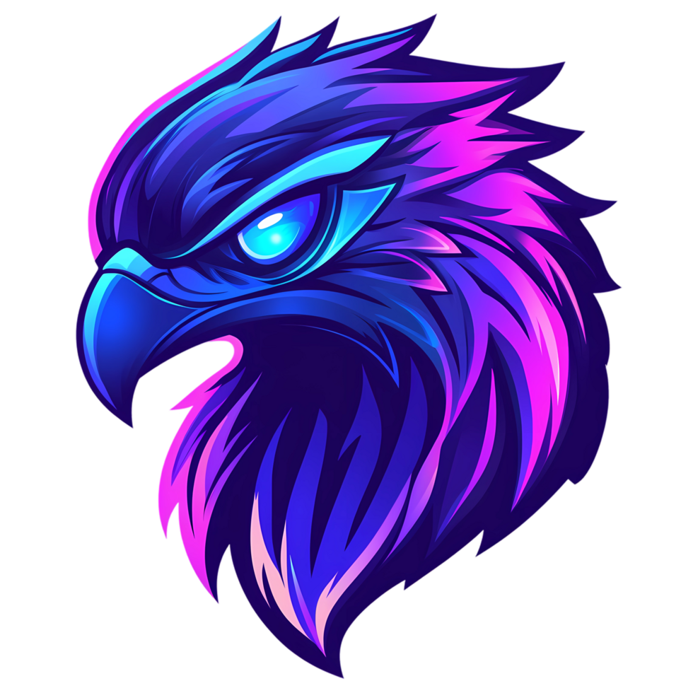 an eagle head with purple and blue colors png