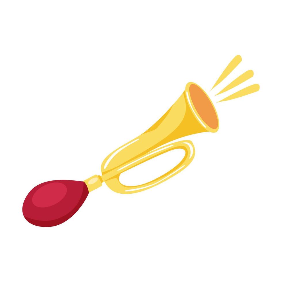 Vintage air horn with rubber bulb on a white background. Retro bicycle horn. vector