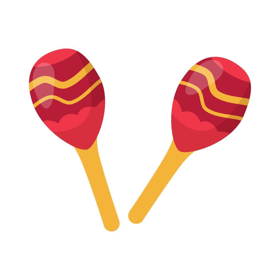 Red maracas on a white background. Attribute of the street Brazilian carnival. vector