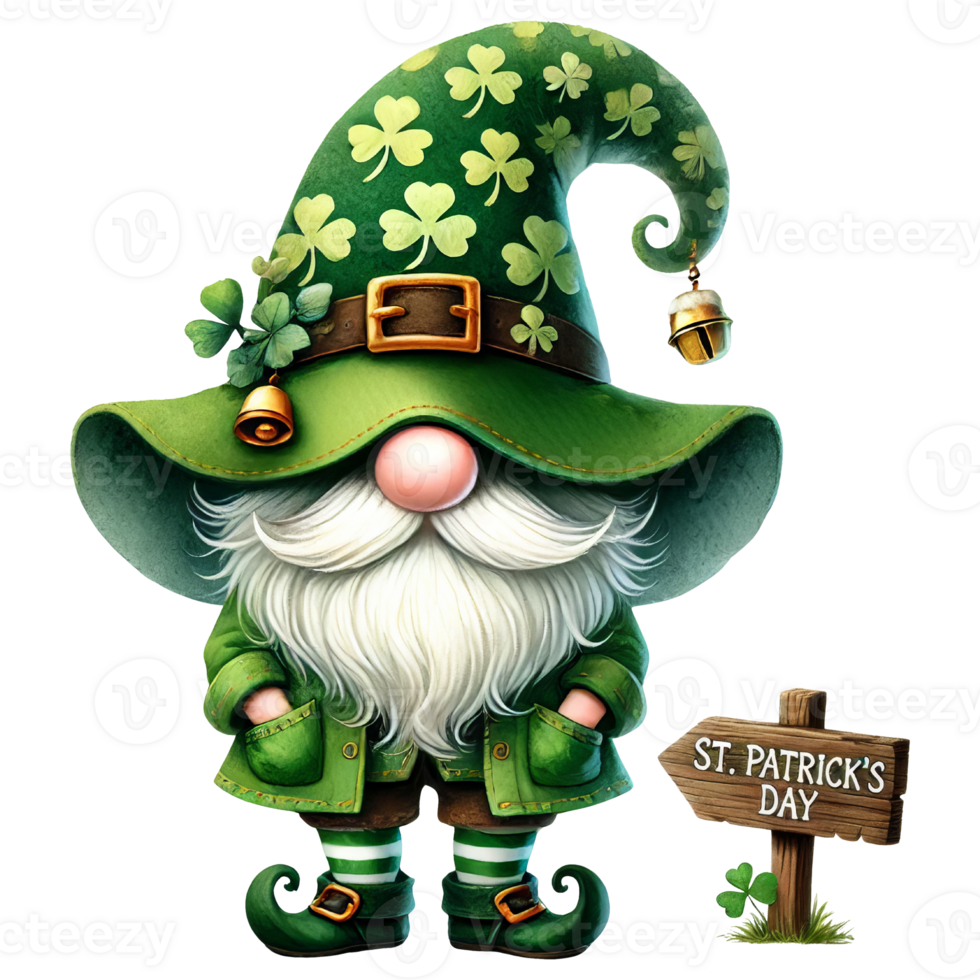 Celebrate st. Patrick's day with a whimsical gnome png