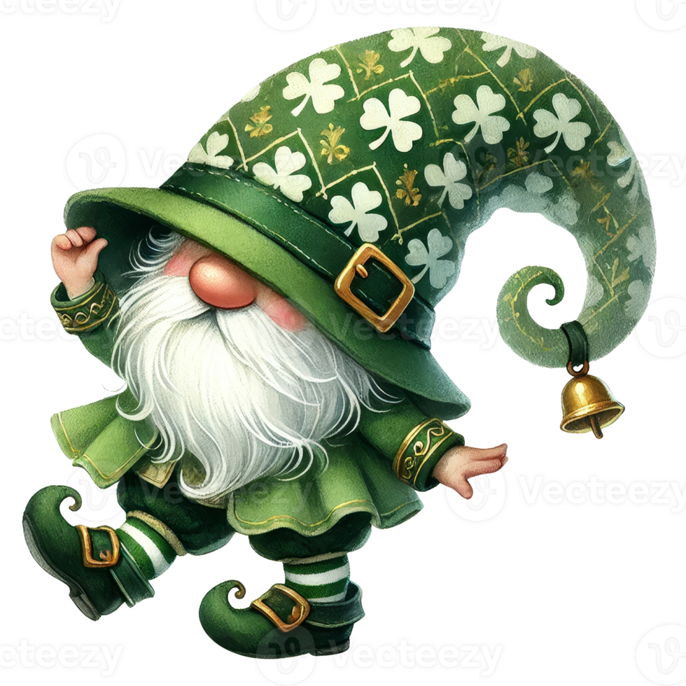 Festive st. Patrick's day gnome dance illustration png