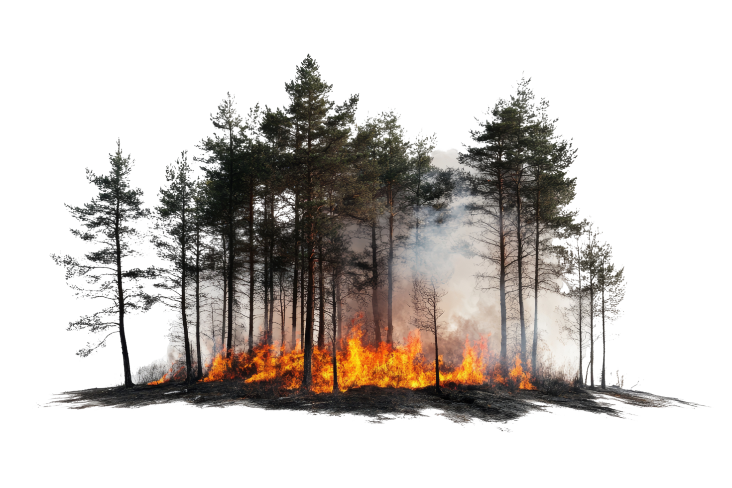 Aerial image forest fire action in dry environment png
