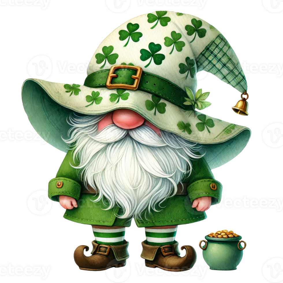 Whimsical gnome with shamrocks for st. Patrick's day png