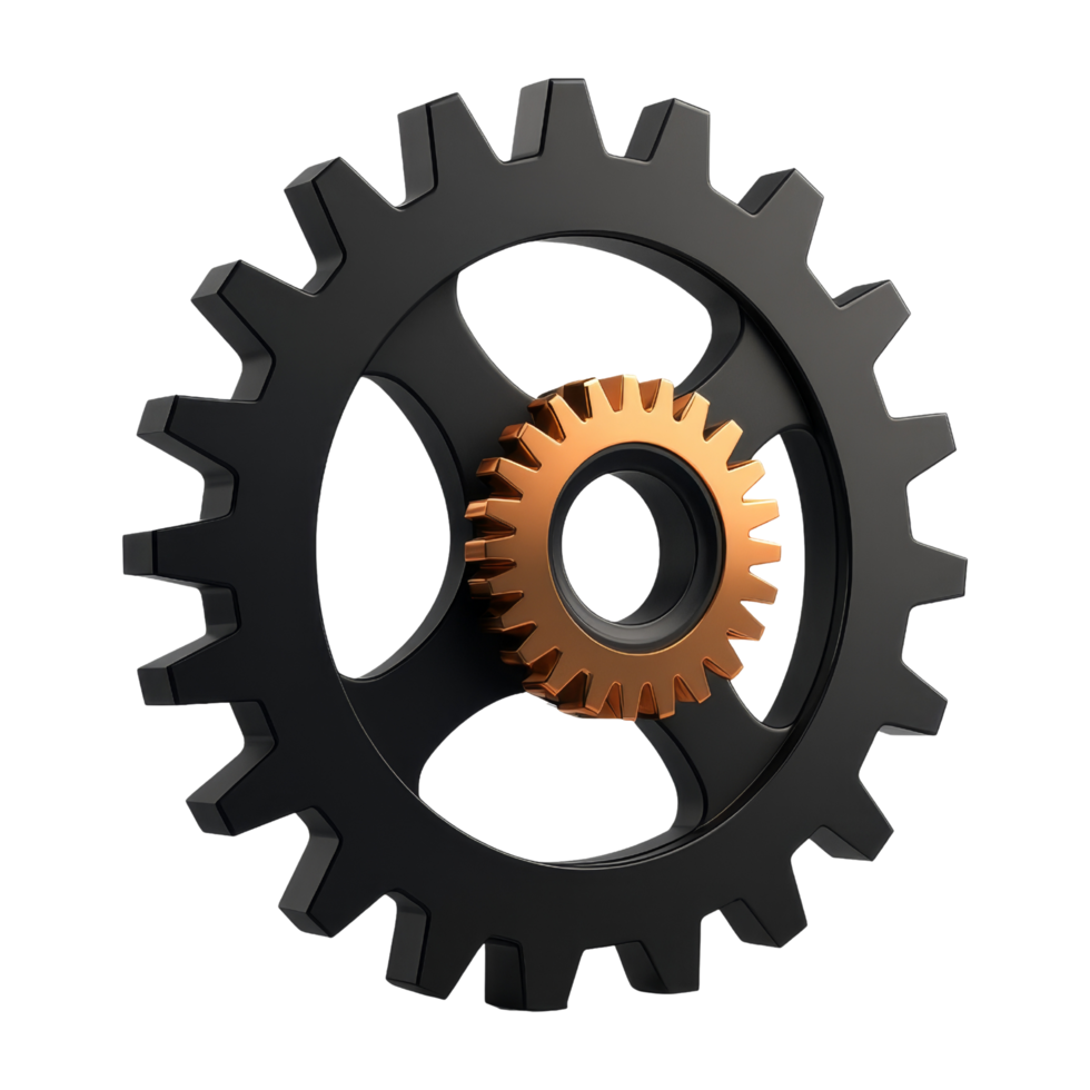 Industrial gear mechanism workshop 3d model studio close-up png