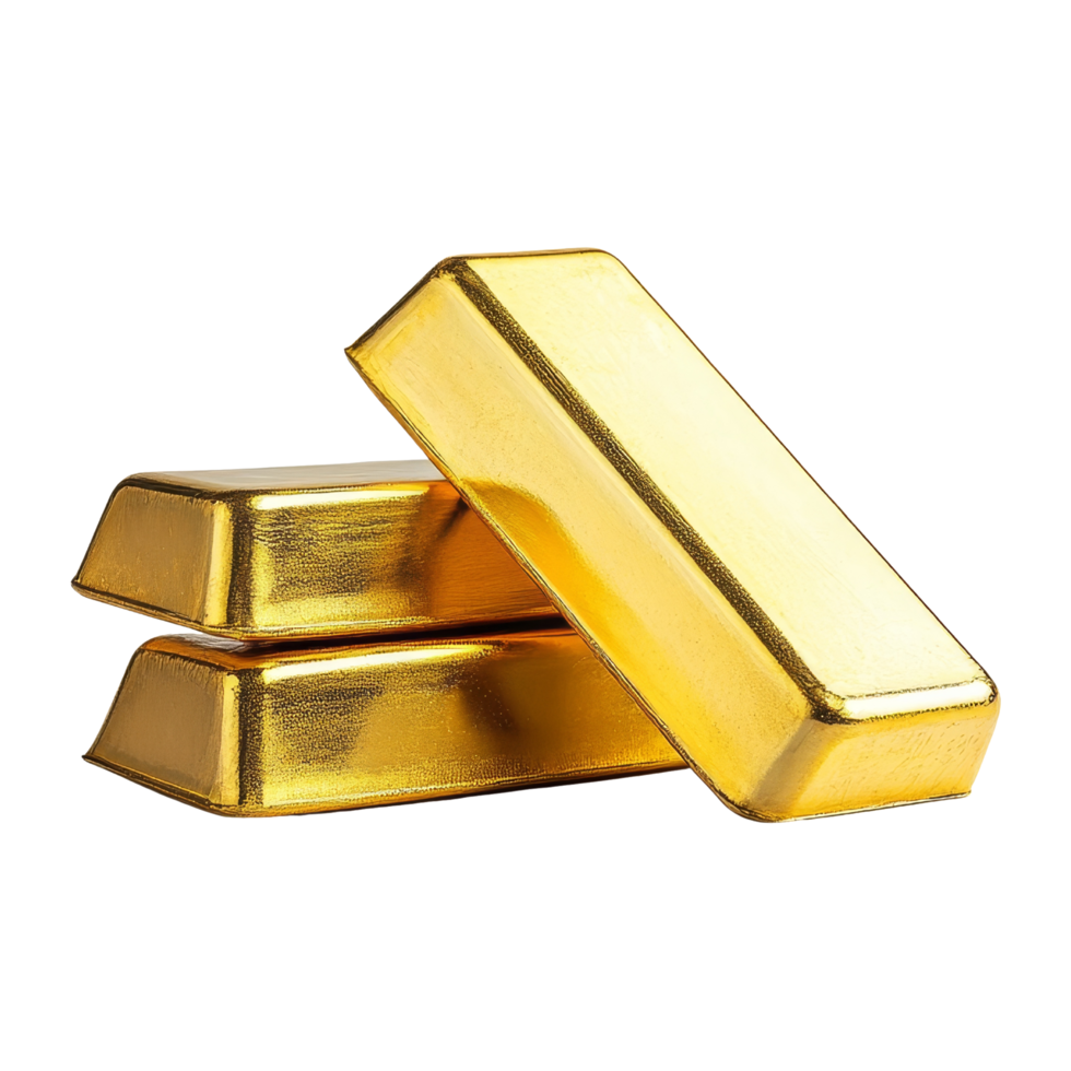 Gold bars displayed in a luxury environment png