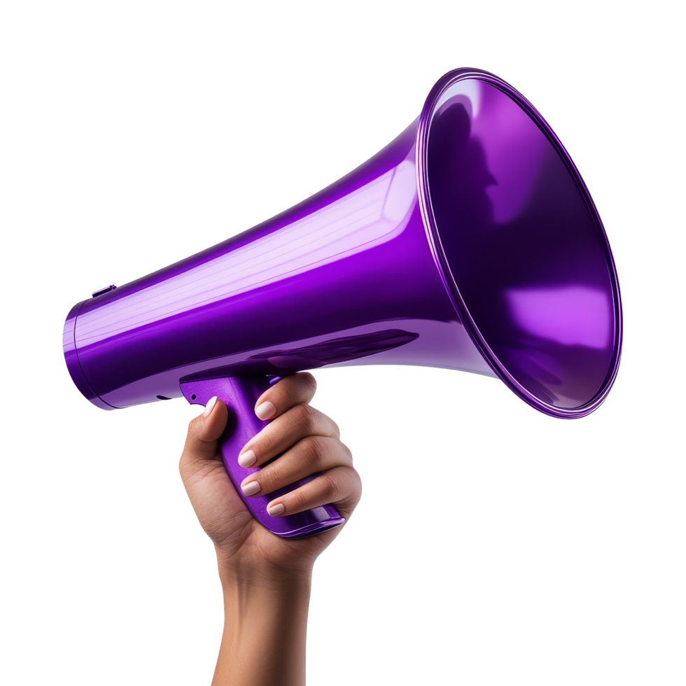 Public announcement with purple megaphone studio image png
